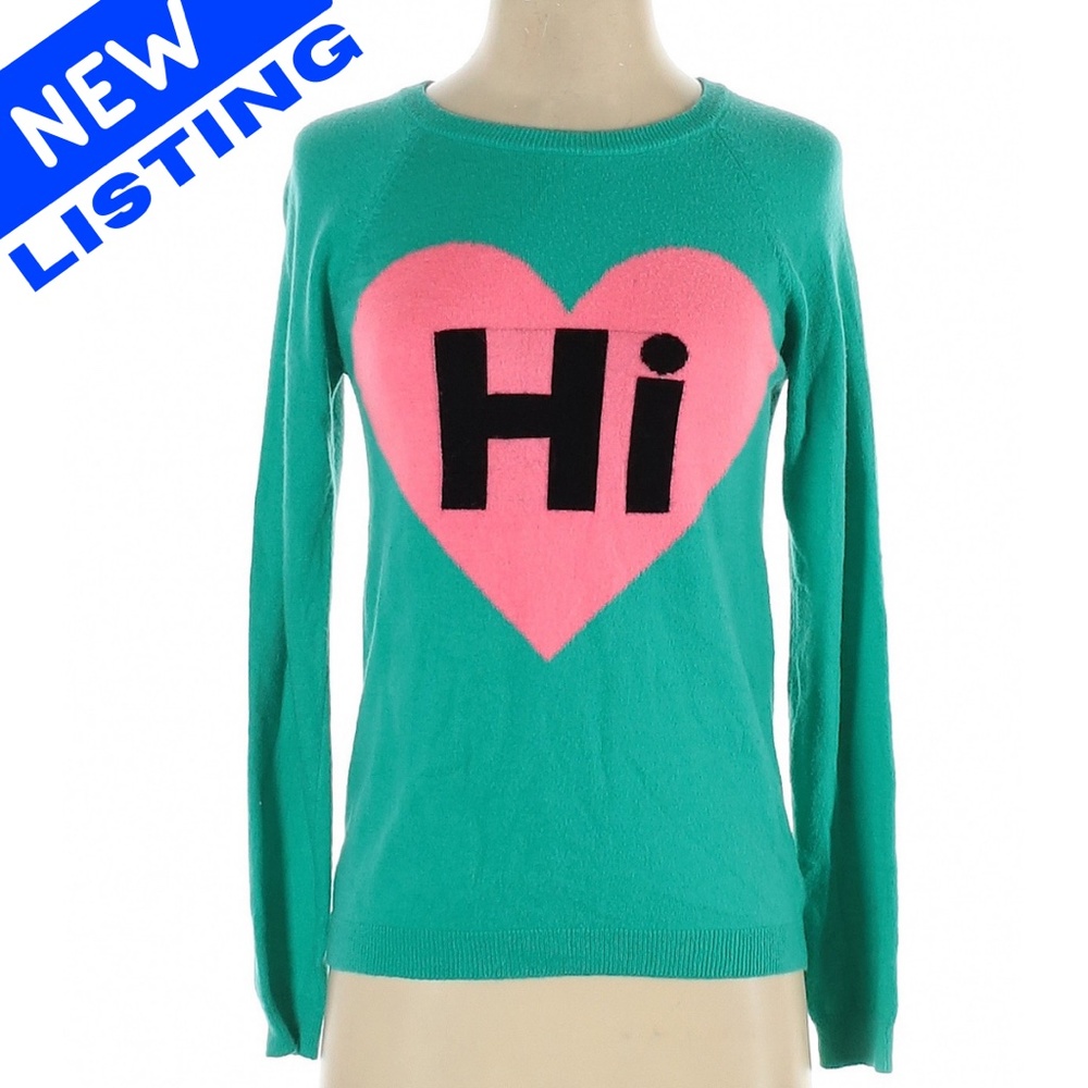 RARE "Hi Bye" Pink Heart Word Sweater